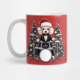 Poodle Playing Drums Christmas Mug